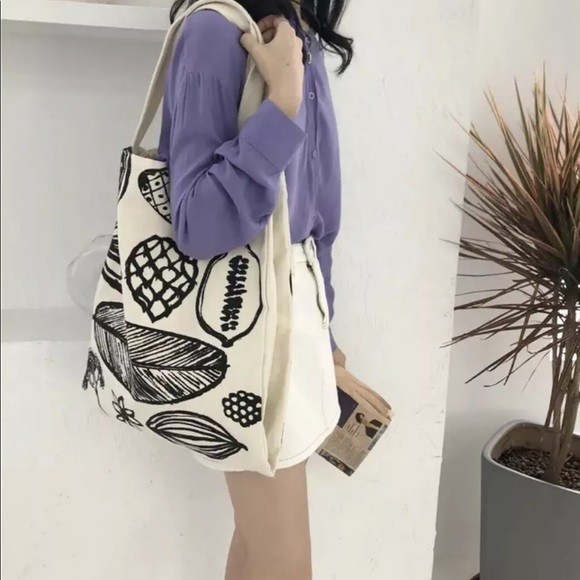 Canvas tote Book bag print shoulder bag shopping - Picture 3 of 4